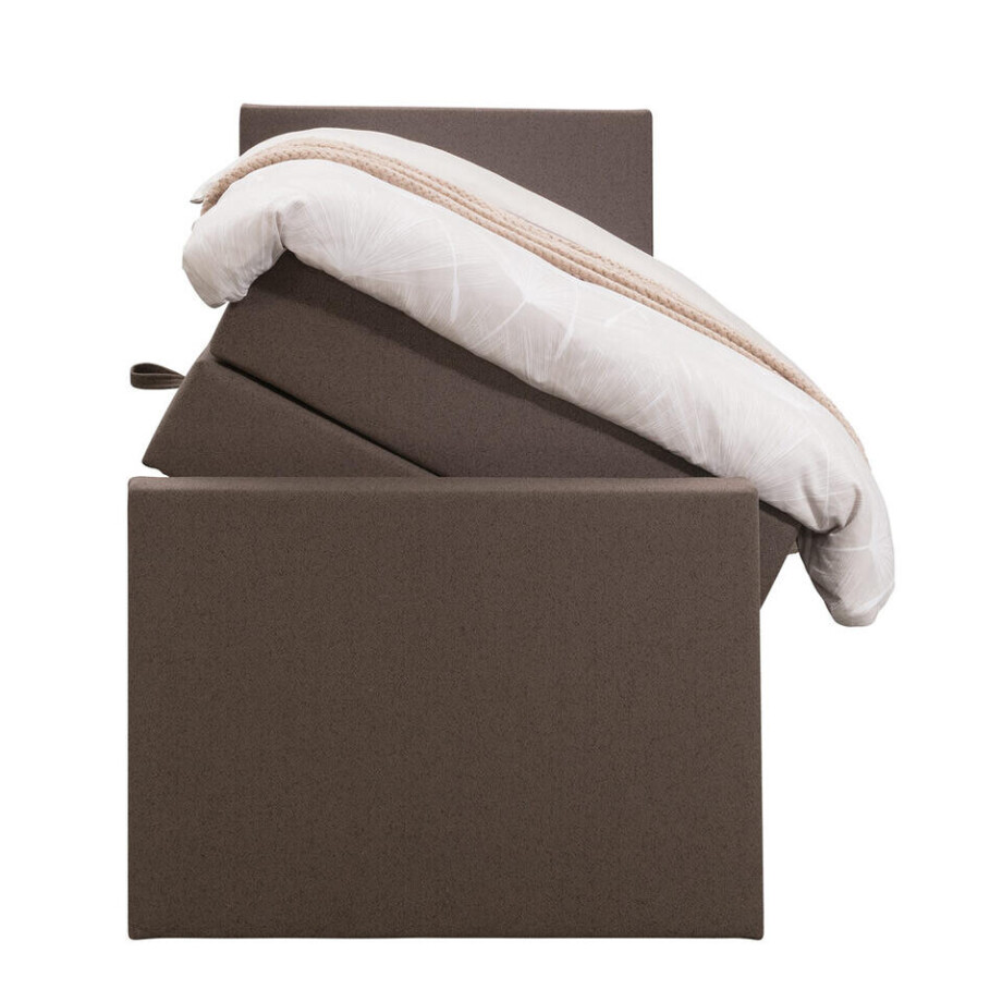 Leen Bakker - Boxspring Met Opbergruimte En Voetbord Liv Egaal - Donker - 90x200cm - Stof - Bruin Leen Bakker - Boxspring Met Opbergruimte En Voetbord Liv Egaal - Donker - 90x200cm - Stof - Bruin afbeelding 1