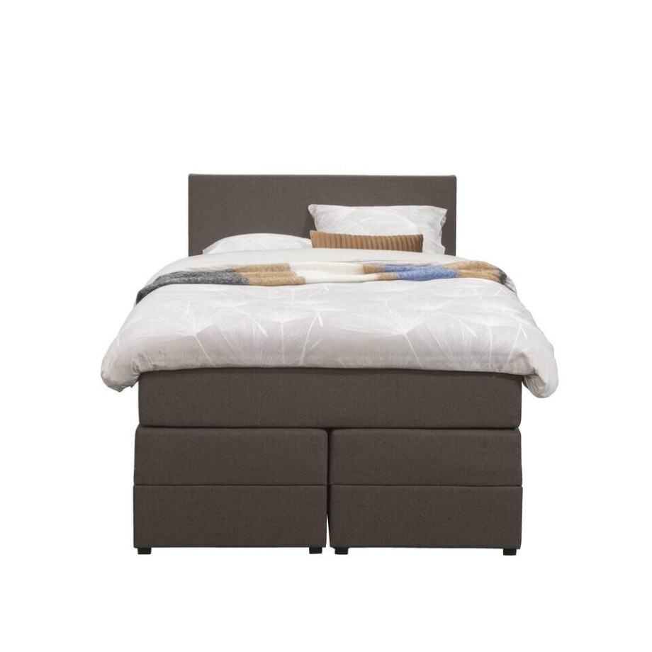 Leen Bakker - Boxspring Met Opbergruimte Liv Egaal - Donker - 120x200 Cm - Stof - Bruin Leen Bakker - Boxspring Met Opbergruimte Liv Egaal - Donker - 120x200 Cm - Stof - Bruin afbeelding 1