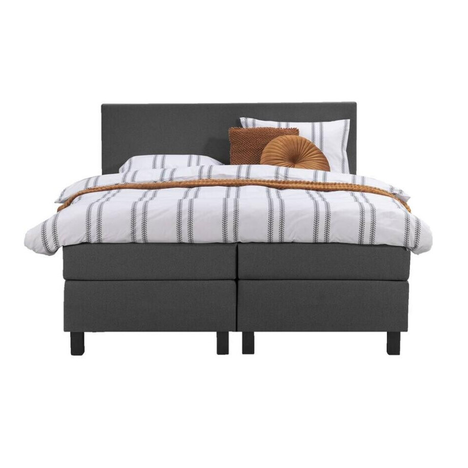 Leen Bakker - Boxspring Liv Egaal - Antraciet - 180x200 Cm - Vierkante Poot - Stof - Grijs Leen Bakker - Boxspring Liv Egaal - Antraciet - 180x200 Cm - Vierkante Poot - Stof - Grijs afbeelding 1
