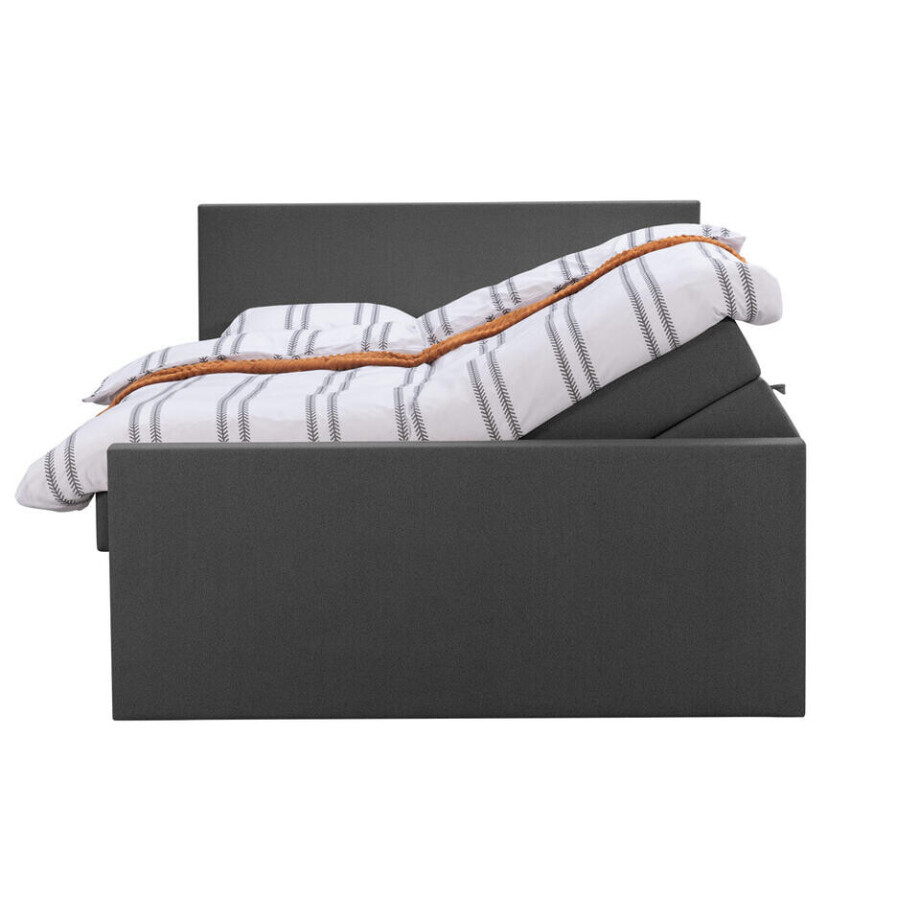 Leen Bakker - Boxspring Met Opbergruimte En Voetbord Liv Egaal - Antraciet - 160x200cm - Stof - Grijs Leen Bakker - Boxspring Met Opbergruimte En Voetbord Liv Egaal - Antraciet - 160x200cm - Stof - Grijs afbeelding 1