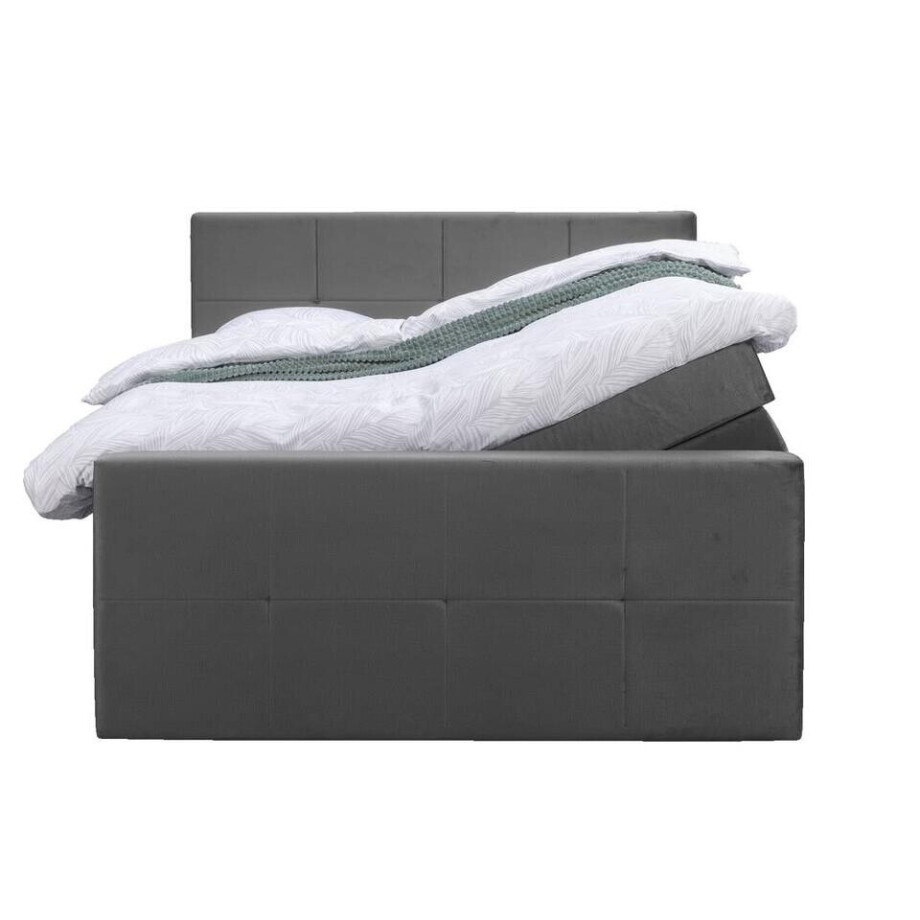 Leen Bakker - Boxspring Met Opbergruimte En Voetbord Liv Geblokt - 180x200cm - Stof/Velvet - Grijs Leen Bakker - Boxspring Met Opbergruimte En Voetbord Liv Geblokt - 180x200cm - Stof/Velvet - Grijs afbeelding 1