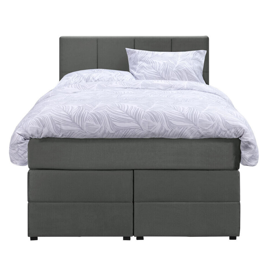 Leen Bakker - Boxspring Met Opbergruimte Liv Geblokt - 120x200 Cm - Stof/Velvet - Grijs Leen Bakker - Boxspring Met Opbergruimte Liv Geblokt - 120x200 Cm - Stof/Velvet - Grijs afbeelding 1