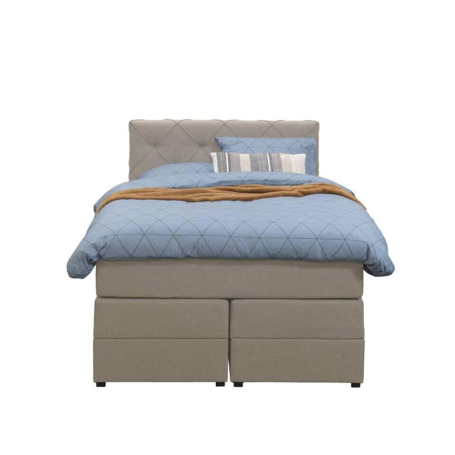 Leen Bakker - Boxspring Met Opbergruimte Liv Geruit - 120x200 Cm - Stof - Beige Leen Bakker - Boxspring Met Opbergruimte Liv Geruit - 120x200 Cm - Stof - Beige afbeelding 1