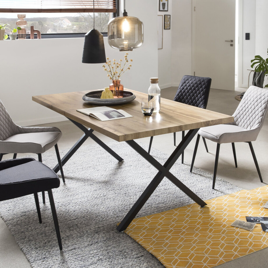 Artistiq Eettafel 'Lorna' X-poot, Eikenlook, 160 x 90cm afbeelding 