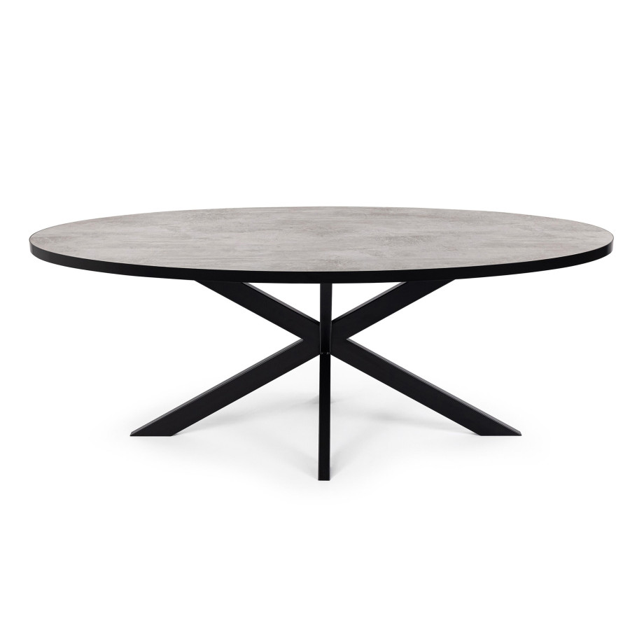 Stalux Ovale eettafel 'Mees' 240 x 110cm, kleur zwart / beton afbeelding 