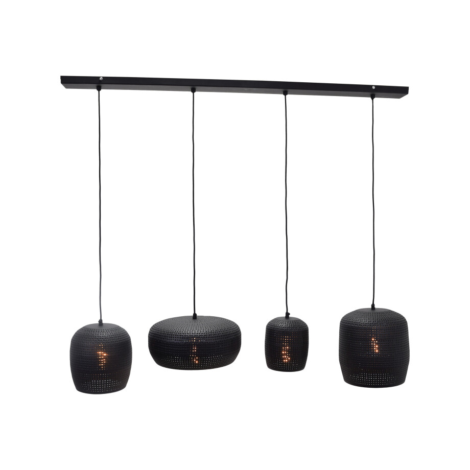 Urban Interiors Hanglamp 'Fez' 4-lamps, kleur Zwart Urban Interiors Hanglamp 'Fez' 4-lamps, kleur Zwart afbeelding 1