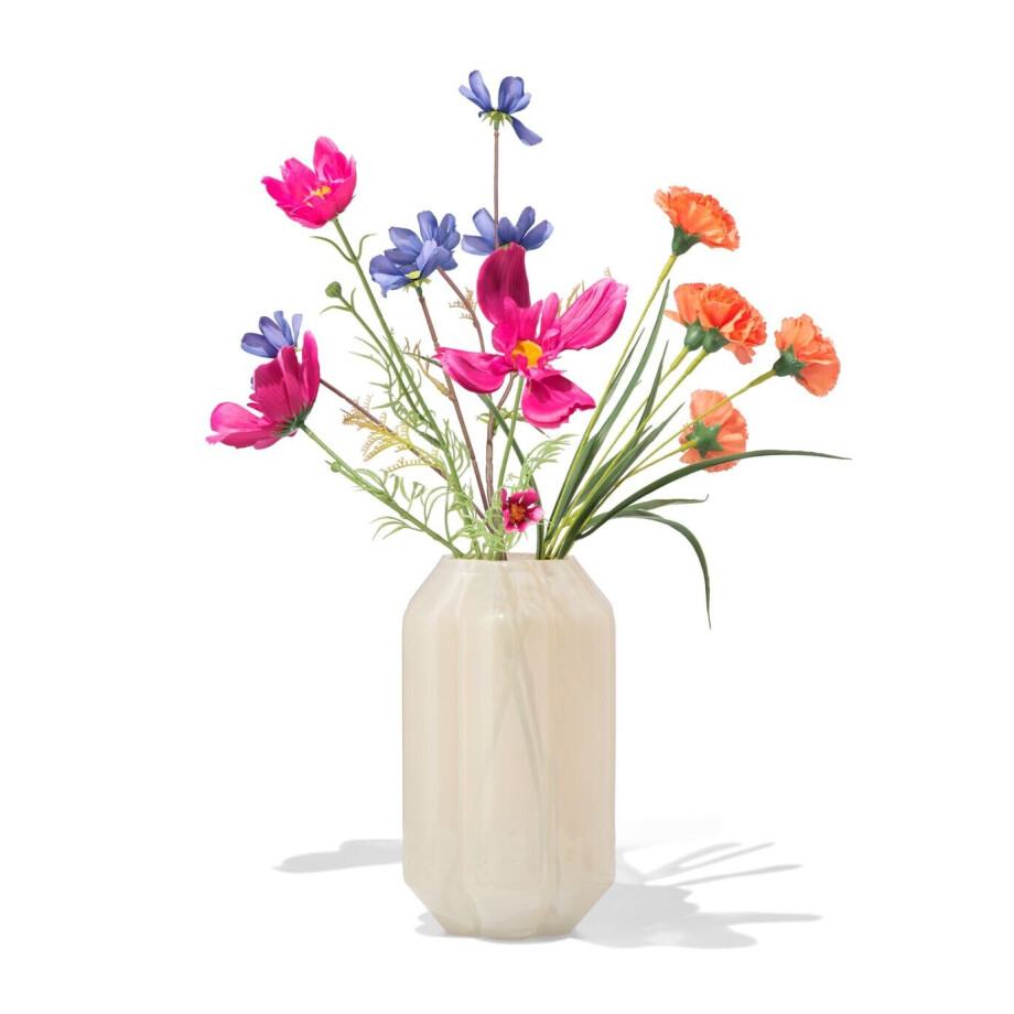 HEMA HEMA Vaas ⌀8x23cm Glas Bloemvorm Melkachtig Wit (wit) afbeelding 1