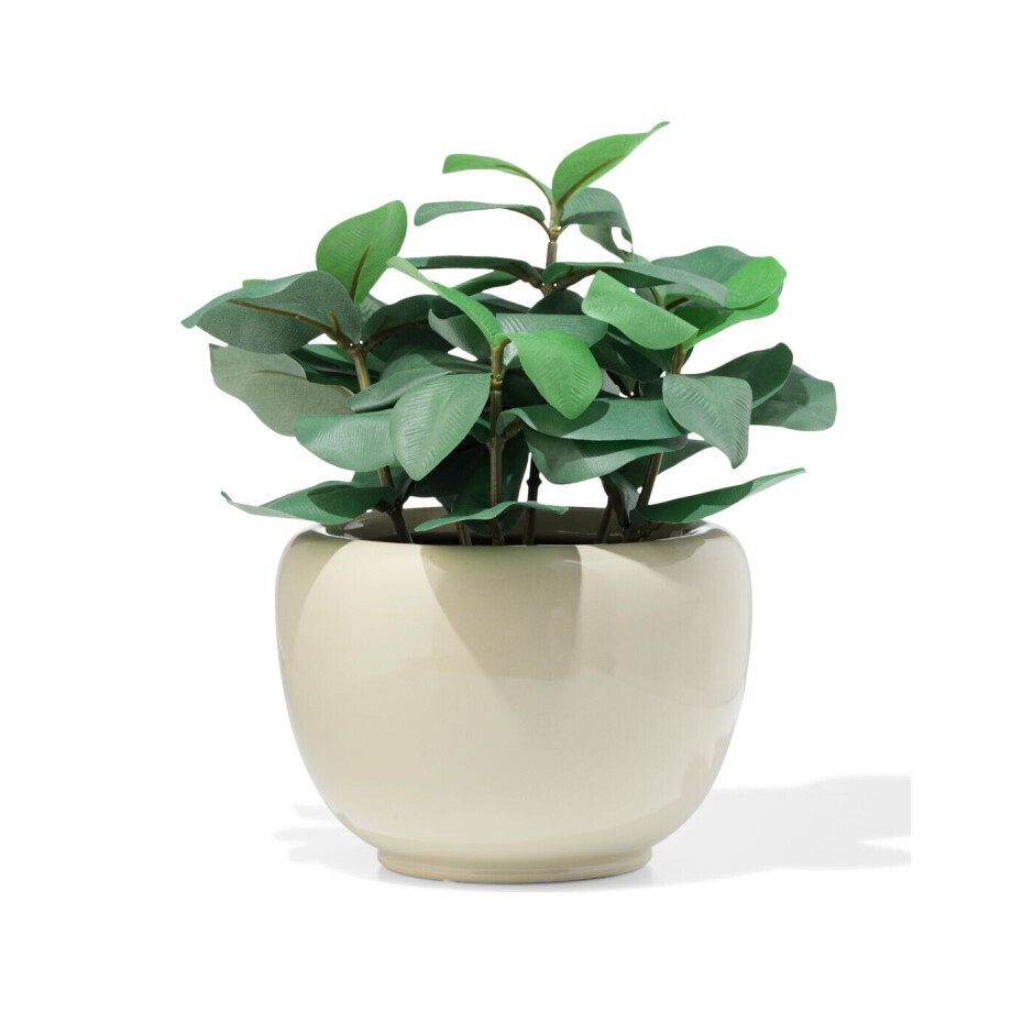 HEMA HEMA Bloempot ⌀12x14cm Keramiek Grijs (grijs) afbeelding 1