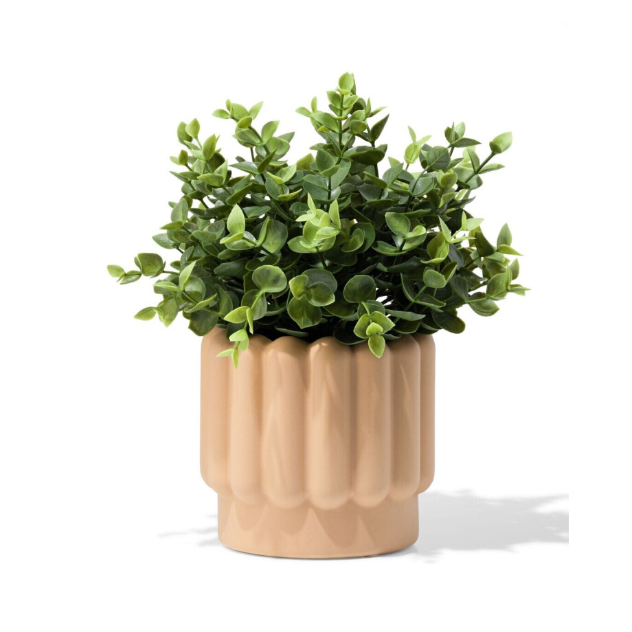 HEMA HEMA Bloempot ⌀13x12.5cm Keramiek Ribbels Bruin (beige) HEMA HEMA Bloempot ⌀13x12.5cm Keramiek Ribbels Bruin (beige) afbeelding 1