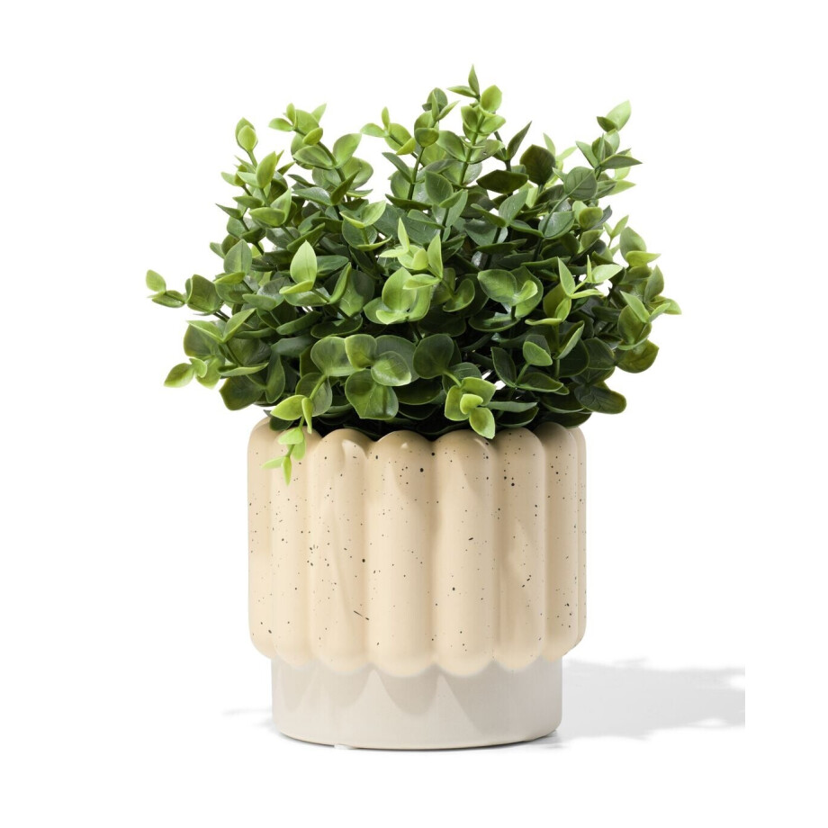 HEMA HEMA Bloempot ⌀13x12.5cm Keramiek Ribbels Grijs (grijs) HEMA HEMA Bloempot ⌀13x12.5cm Keramiek Ribbels Grijs (grijs) afbeelding 1