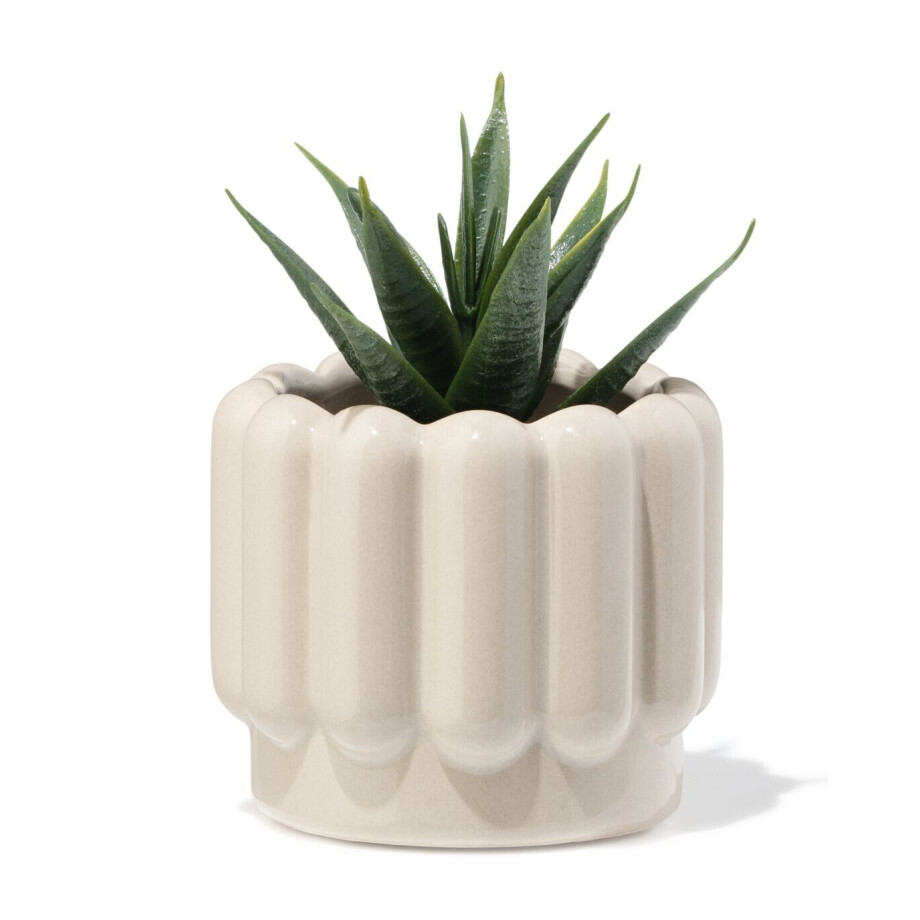 HEMA HEMA Bloempot ⌀7x6cm Keramiek Ribbel Grijs (grijs) HEMA HEMA Bloempot ⌀7x6cm Keramiek Ribbel Grijs (grijs) afbeelding 1