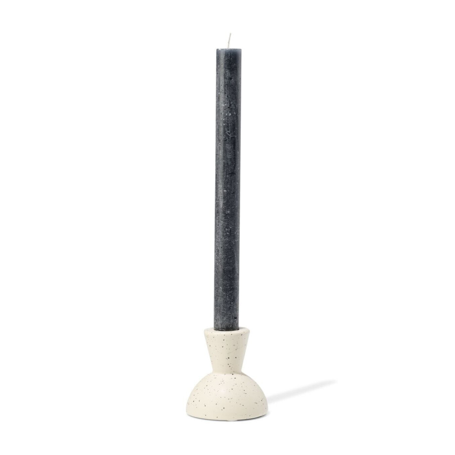 HEMA HEMA Kandelaar 7.8x7.7cm Keramiek Retro Spikkels (wit) afbeelding 1