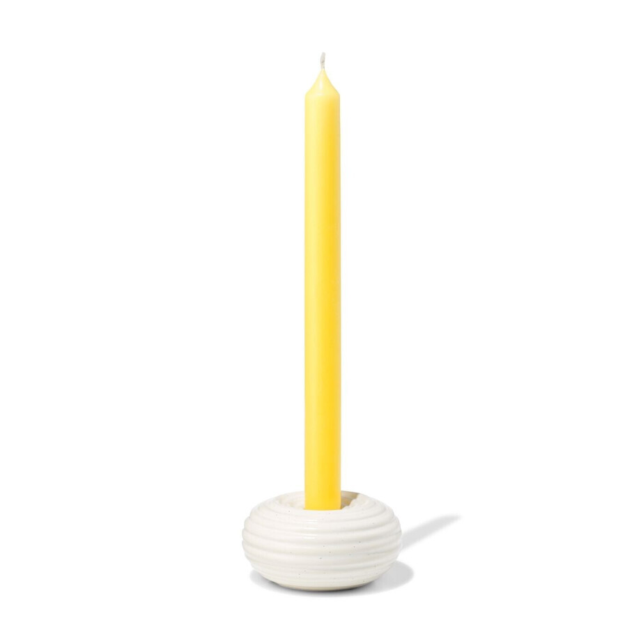 HEMA HEMA Kandelaar 10.8x4.6cm Keramiek Ribbel Spikkel Wit (wit) afbeelding 1