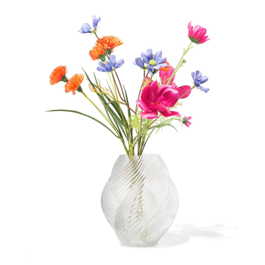 HEMA HEMA Vaas ⌀8x21cm Twist Retro Transparant (transparant) afbeelding 1