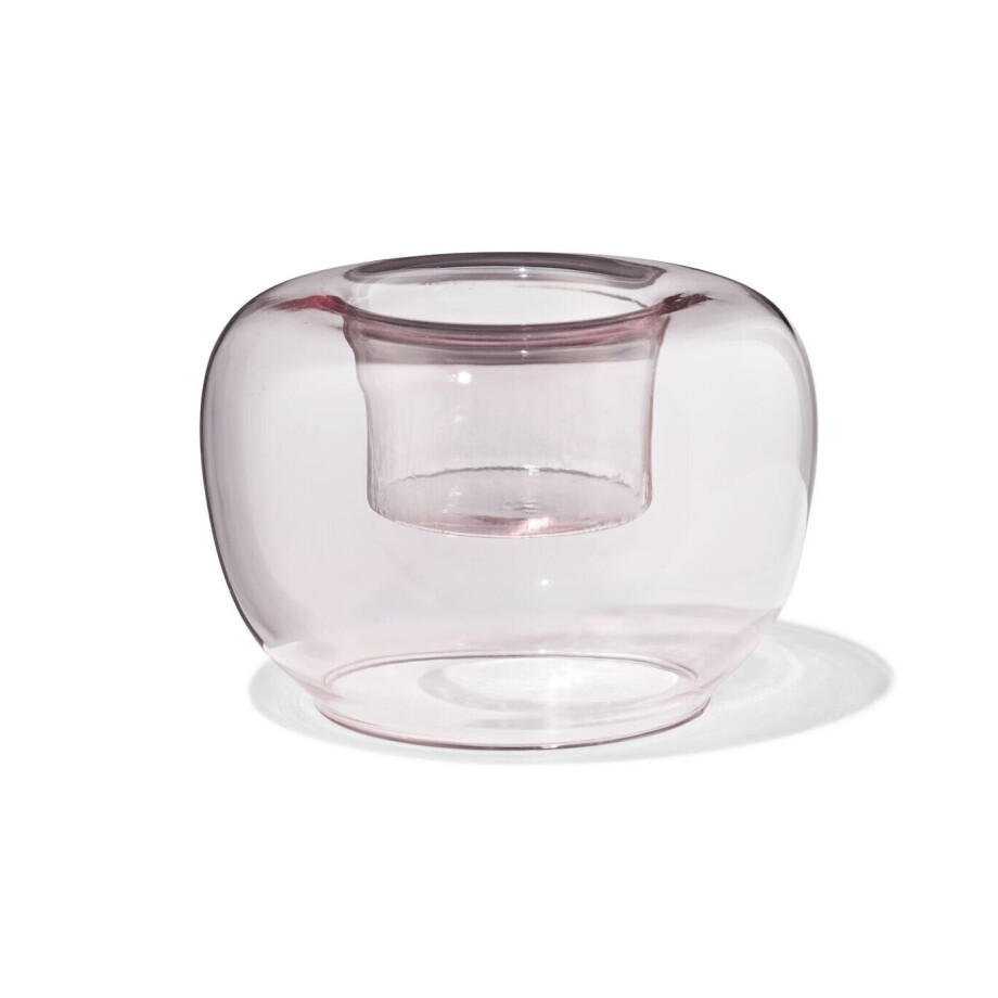 HEMA HEMA Sfeerlichthouder Glas Retro Roze (roze) afbeelding 1
