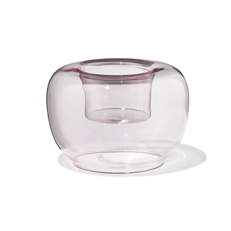 HEMA HEMA Theelichthouder Glas Retro Roze (roze) HEMA HEMA Theelichthouder Glas Retro Roze (roze) afbeelding 1