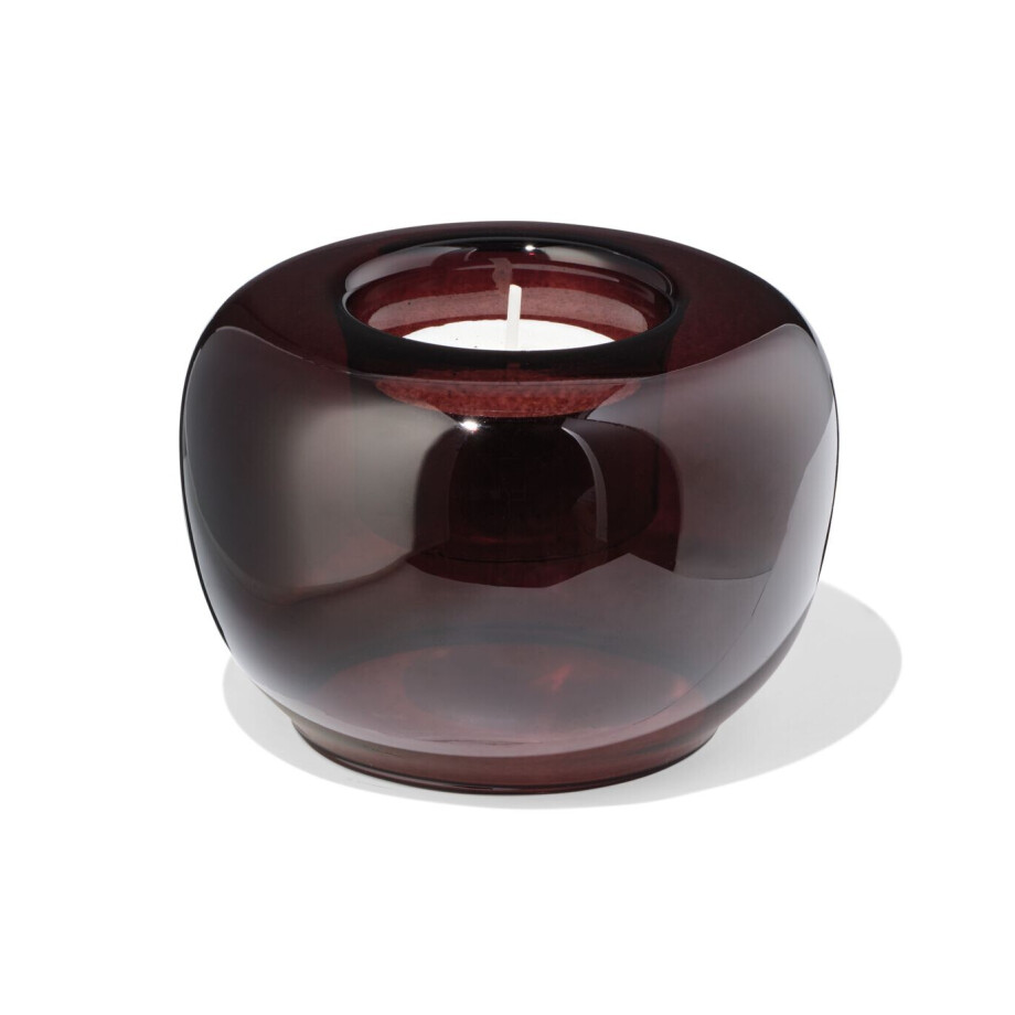 HEMA HEMA Theelichthouder Glas Retro Bruin (bruin) HEMA HEMA Theelichthouder Glas Retro Bruin (bruin) afbeelding 1