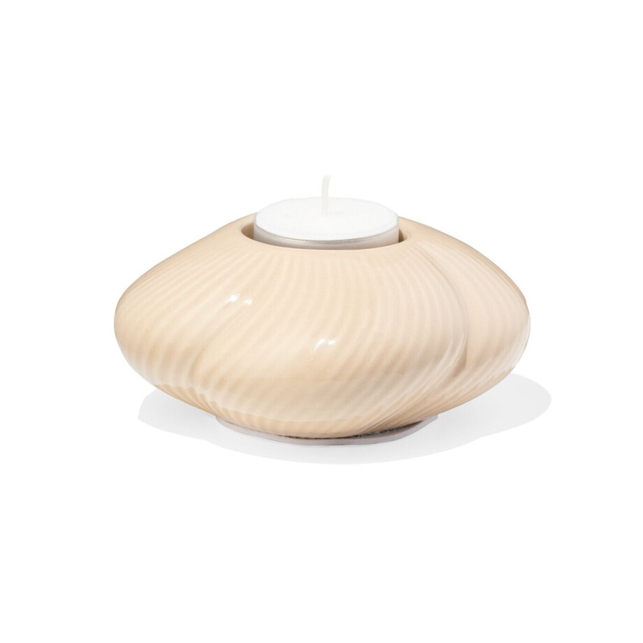 HEMA HEMA Theelichthouder Keramiek Twist Crème (creme) afbeelding 1