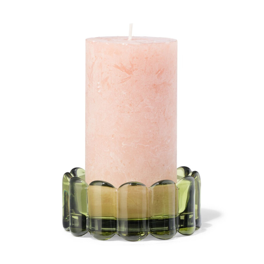 HEMA HEMA Kaarsonderzetter ⌀10cm Glas Ribbel Groen (groen) HEMA HEMA Kaarsonderzetter ⌀10cm Glas Ribbel Groen (groen) afbeelding 1