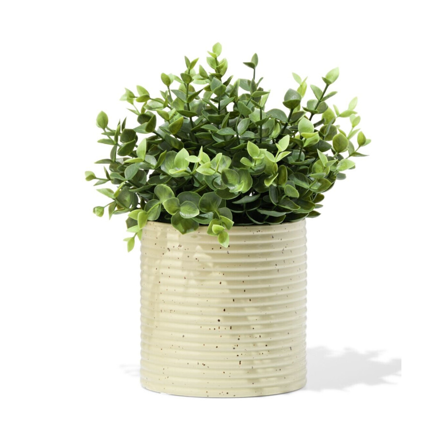 HEMA HEMA Bloempot ⌀13x13.4cm Keramiek Strepen Bruin (bruin) afbeelding 1