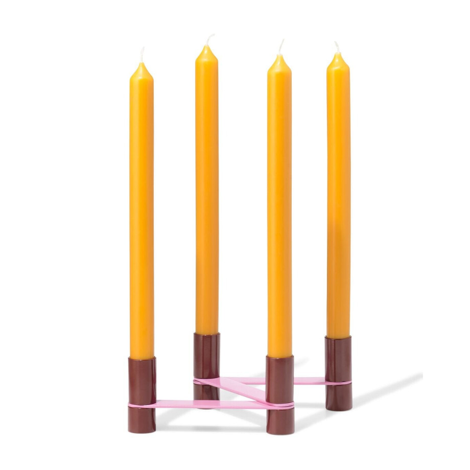 HEMA HEMA Kandelaar 15x7cm Metaal Zigzag Bordeaux (roze) afbeelding 1