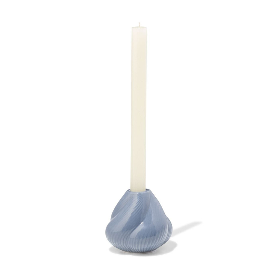 HEMA HEMA Kandelaar 9.2x9cm Keramiek Twist Grijs (blauw) afbeelding 1