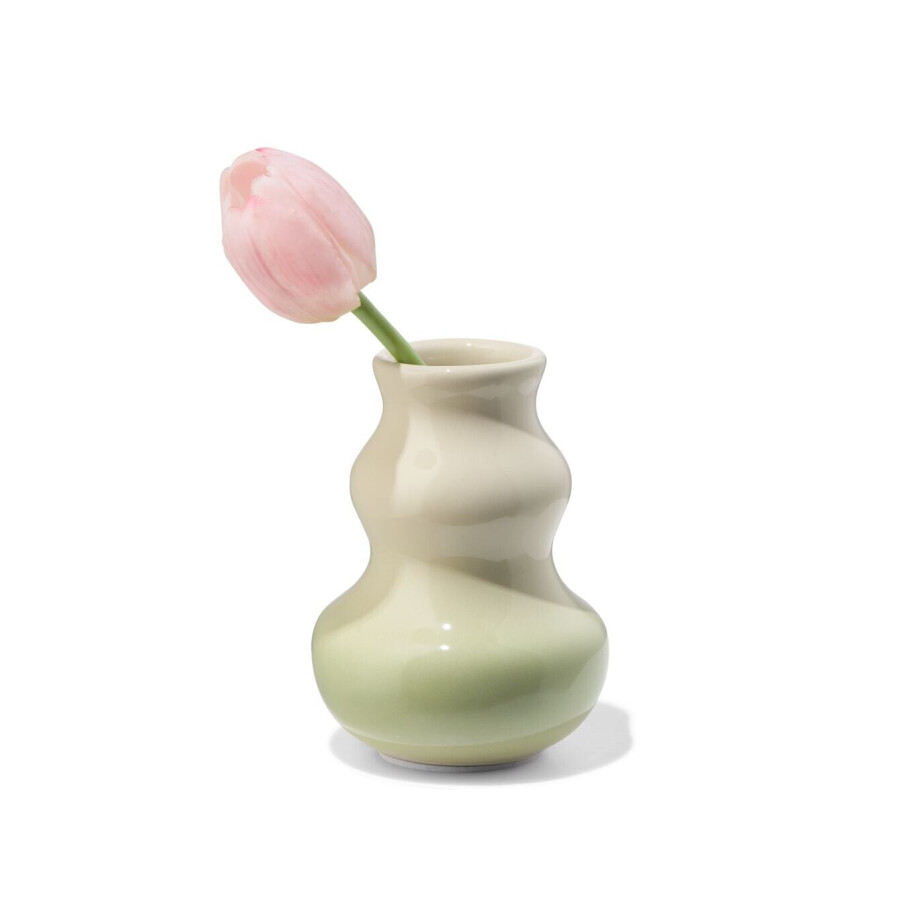 HEMA HEMA Vaas ⌀7x11cm Keramiek Organisch Beige (creme) afbeelding 1