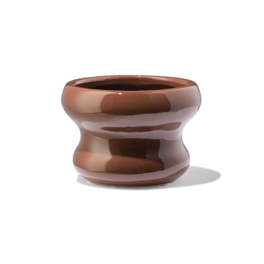 HEMA HEMA Bloempot ⌀13x9cm Keramiek Blob Bruin (donkerbruin) HEMA HEMA Bloempot ⌀13x9cm Keramiek Blob Bruin (donkerbruin) afbeelding 1