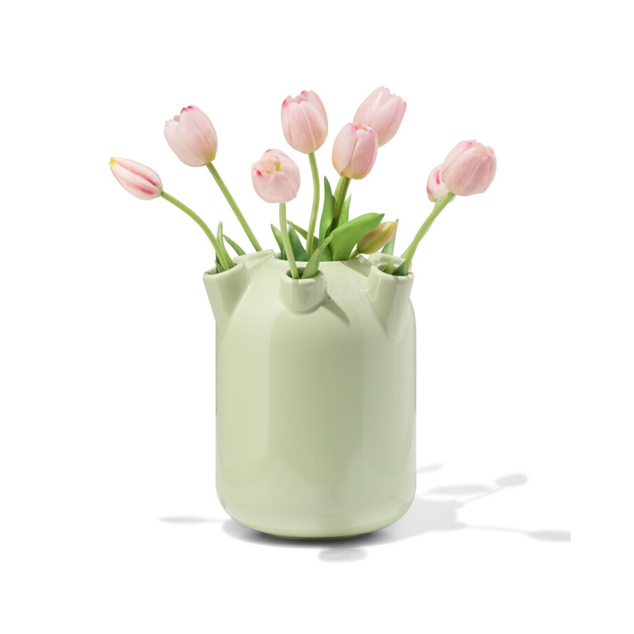 HEMA HEMA Tulpenvaas ⌀15x21cm Keramiek Groot Groen afbeelding 
