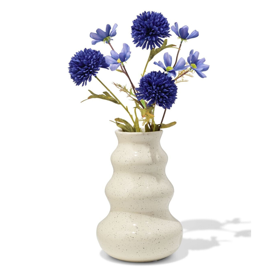 HEMA HEMA Vaas ⌀16x24cm Keramiek Blob Spikkel Wit (wit) afbeelding 1