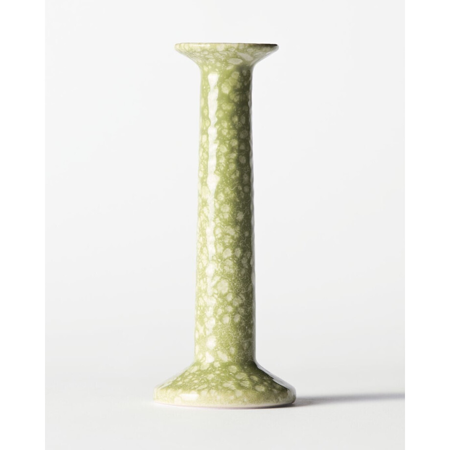 HEMA HEMA Kandelaar ⌀8x20cm Zwier Keramiek Spikkel Groen (groen) HEMA HEMA Kandelaar ⌀8x20cm Zwier Keramiek Spikkel Groen (groen) afbeelding 1