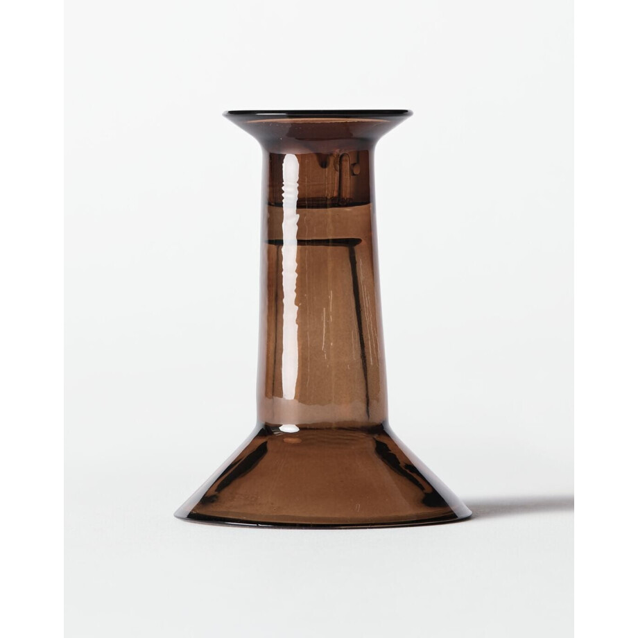 HEMA HEMA Kandelaar ⌀7.8x12.4cm Zwier Glas Bruin (bruin) afbeelding 1