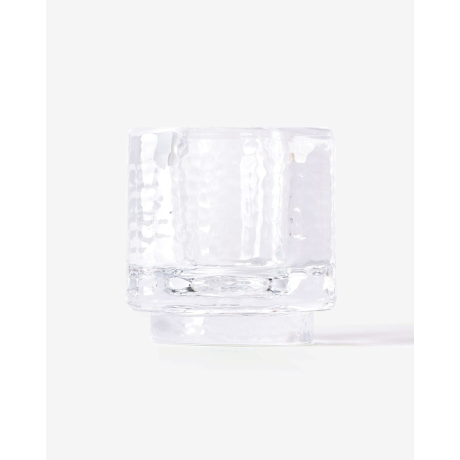 HEMA HEMA Theelichthouder ⌀7x7cm Kub Glas Gehamerd Transparant (transparant) HEMA HEMA Theelichthouder ⌀7x7cm Kub Glas Gehamerd Transparant (transparant) afbeelding 1