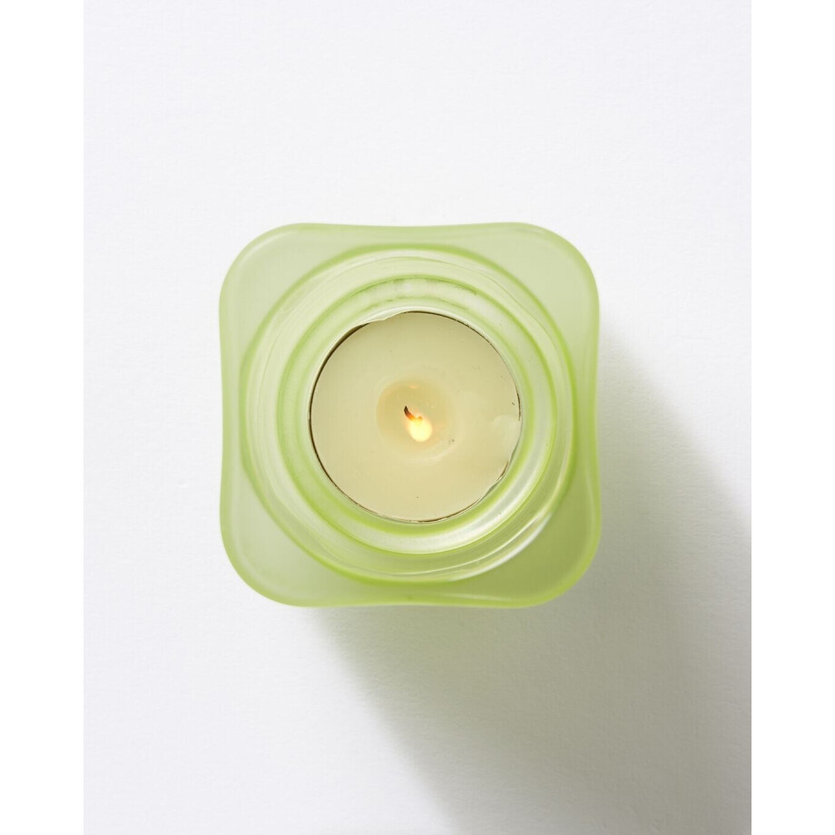 HEMA HEMA Theelichthouder ⌀7x7cm Kub Glas Mat Groen (groen) afbeelding 1