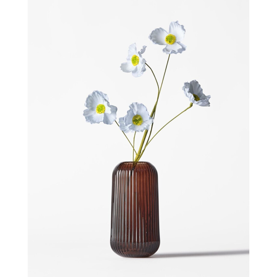 HEMA HEMA Vaas ⌀8.4x10cm Bink Glas Ribbel Bruin (bruin) afbeelding 1