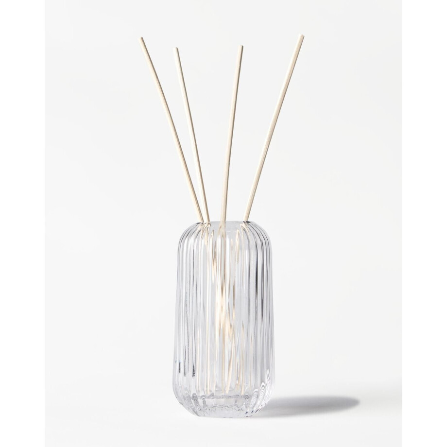 HEMA HEMA Vaas ⌀8.4x10cm Bink Glas Ribbel Transparant (transparant) afbeelding 1