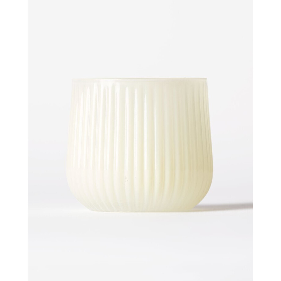 HEMA HEMA Theelichthouder ⌀10x8cm Bink Glas Ribbel Wit (white wash) HEMA HEMA Theelichthouder ⌀10x8cm Bink Glas Ribbel Wit (white wash) afbeelding 1
