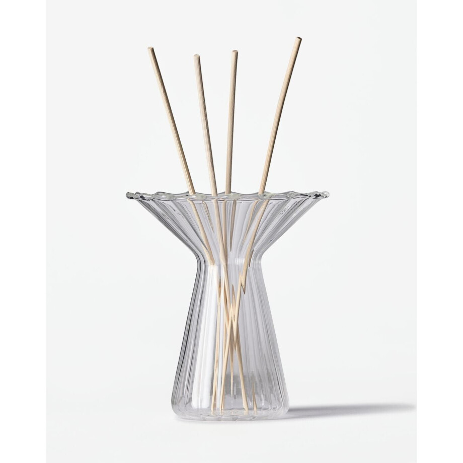 HEMA HEMA Vaas ⌀5.7x10.8cm Zwier Glas Ribbel Transparant (transparant) afbeelding 1