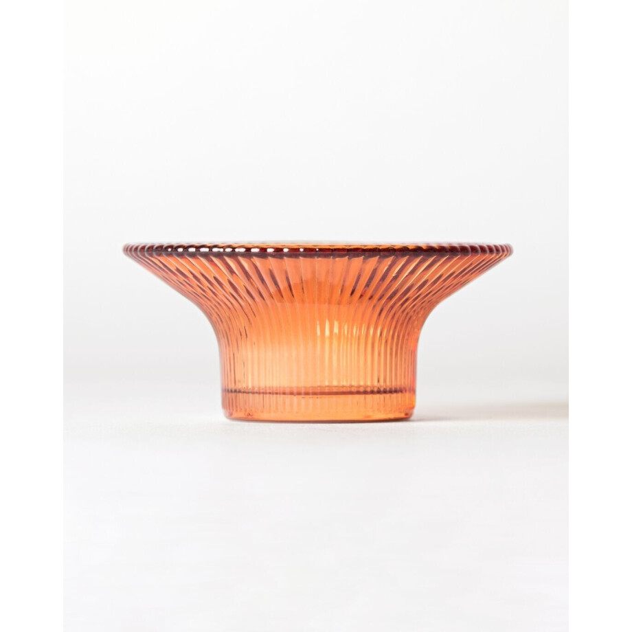 HEMA HEMA Theelichthouder ⌀11x5cm Zwier Glas Ribbel Oranje (oranje) HEMA HEMA Theelichthouder ⌀11x5cm Zwier Glas Ribbel Oranje (oranje) afbeelding 1