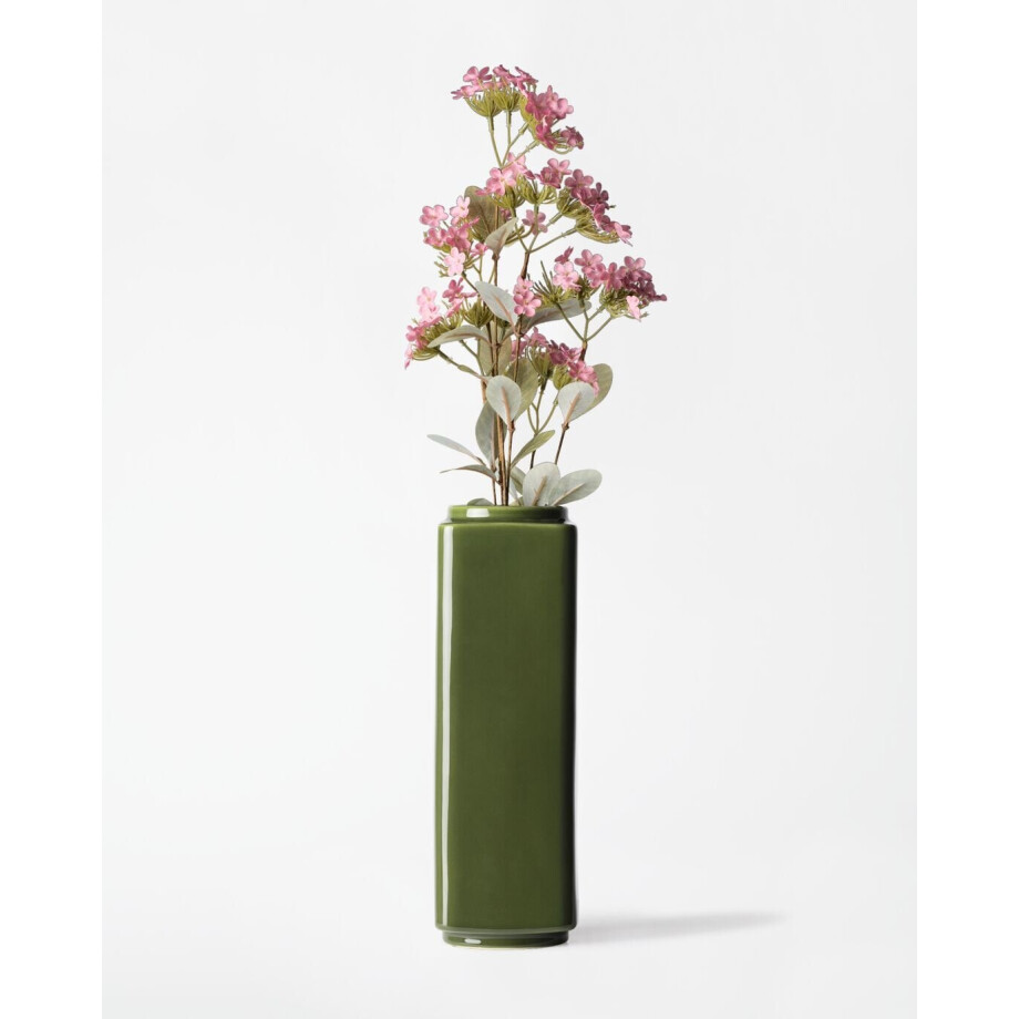 HEMA HEMA Vaas ⌀9x28.5cm Kub Keramiek Groen (groen) afbeelding 1