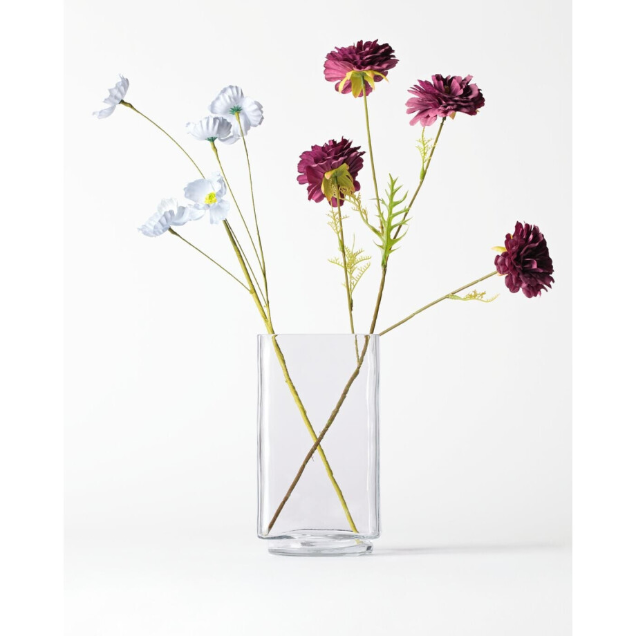 HEMA HEMA Vaas ⌀12x22cm Kub Glas Transparant (transparant) afbeelding 1