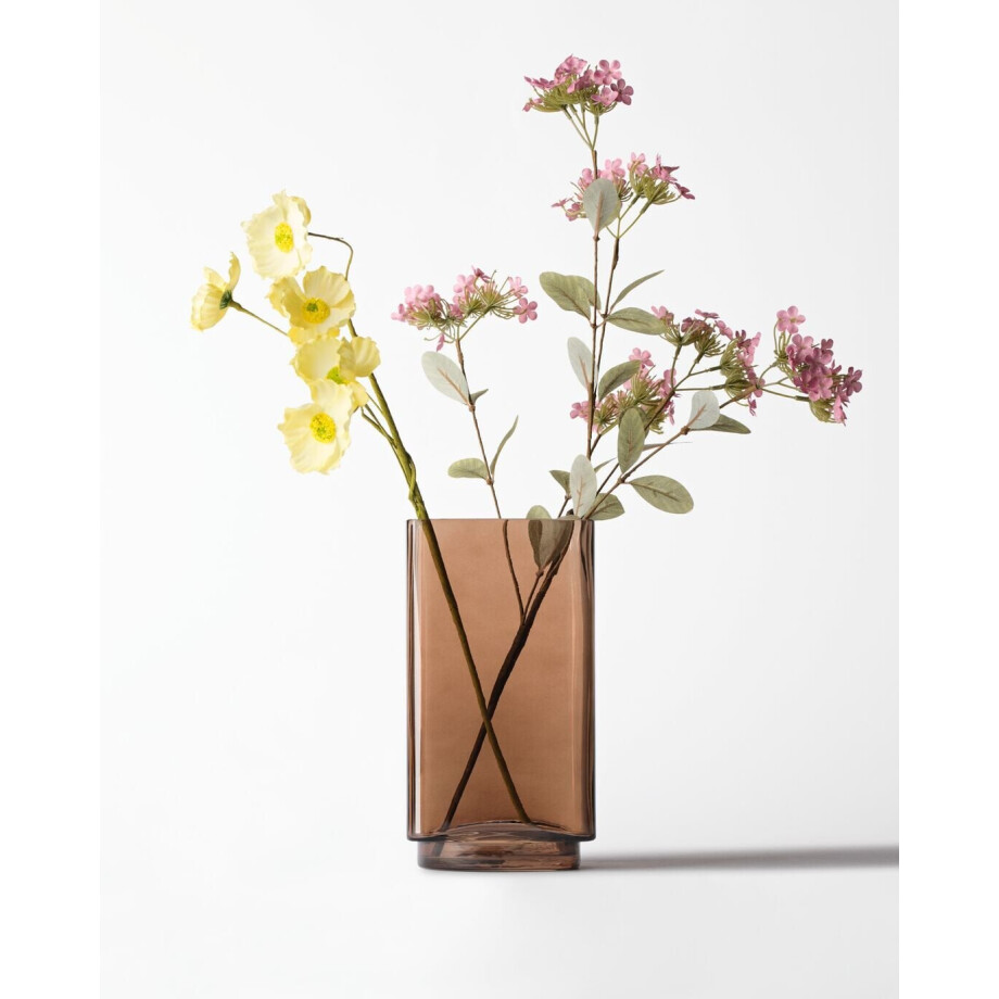 HEMA HEMA Vaas ⌀12x22cm Kub Glas Bruin (bruin) afbeelding 1