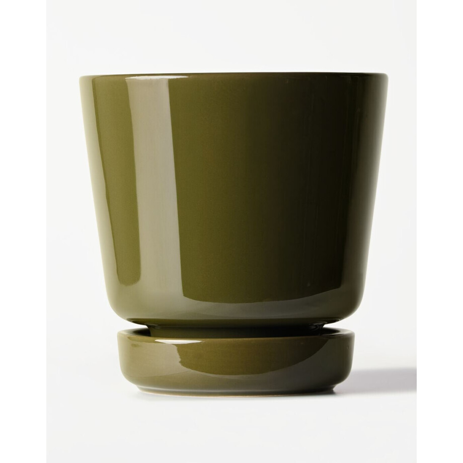 HEMA HEMA Bloempot ⌀14.4x14.8cm Keramiek Groen (groen) afbeelding 1