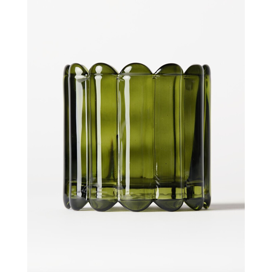 HEMA HEMA Geurkaars ⌀8cm Bink Glas Ribbel Donkergroen (donkergroen) afbeelding 1