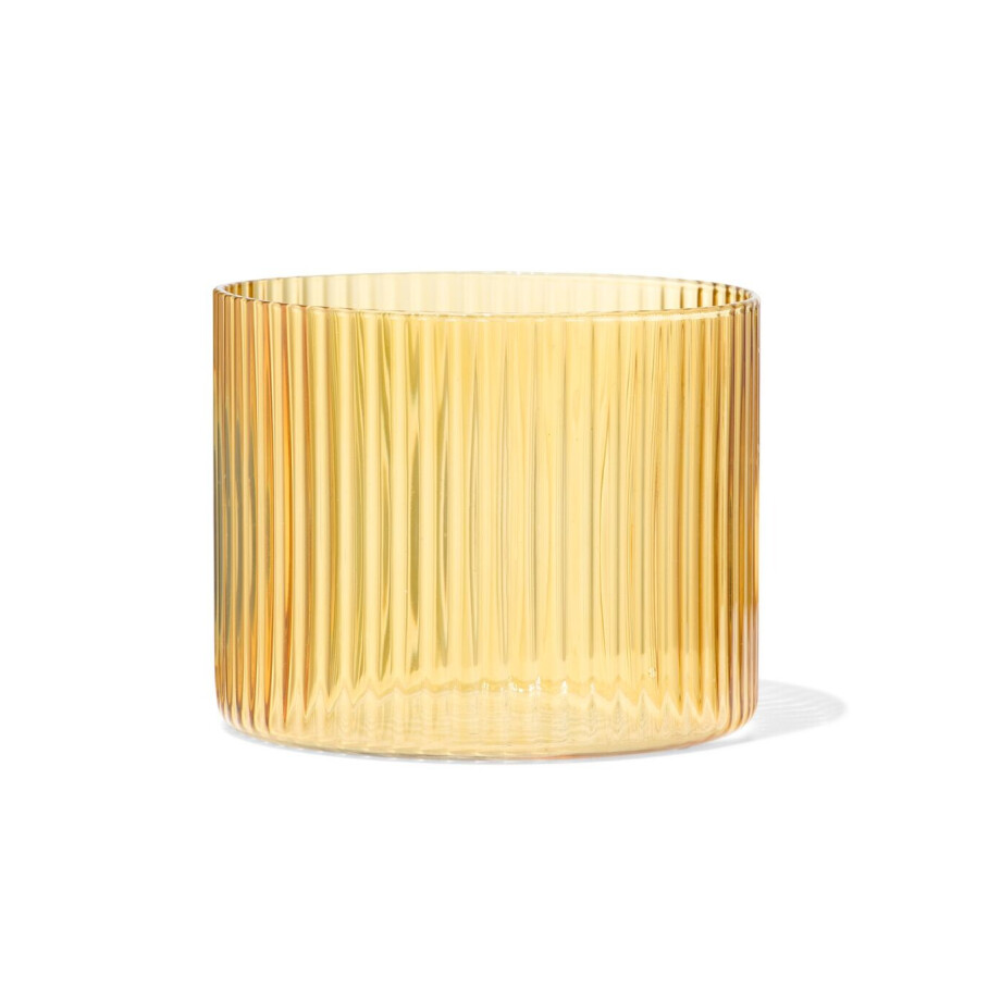 HEMA HEMA Glas Voor Geurkaars ⌀10x8.5cm Ribbel Geel (geel) afbeelding 1