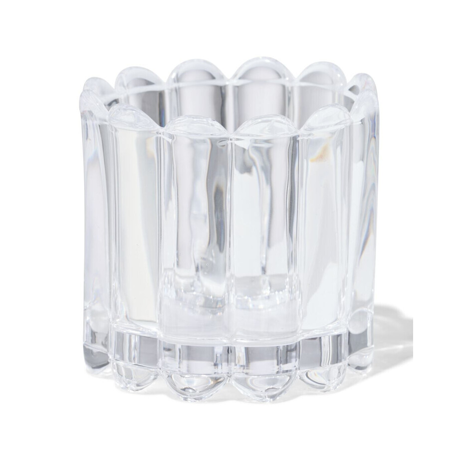 HEMA HEMA Glas Voor Geurkaars ⌀8x8cm Ribbel Transparant (transparant) afbeelding 1