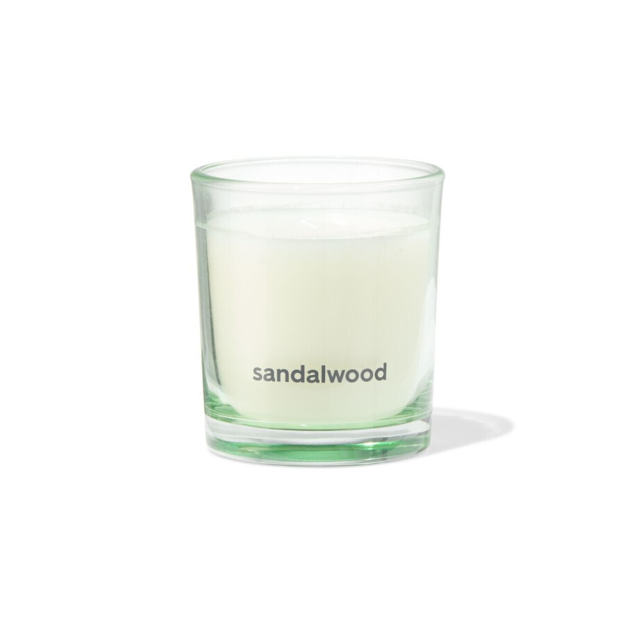 HEMA HEMA Geurkaars In Glas ⌀7x8cm Sandelhout (lichtgroen) afbeelding 1