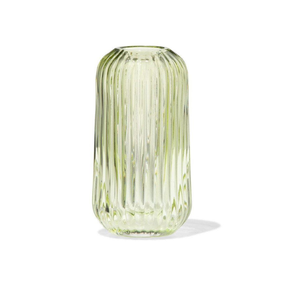 HEMA HEMA Vaas Voor Geurstokjes ⌀5.5x11cm Glas Ribbel Lichtgroen (lichtgroen) afbeelding 1