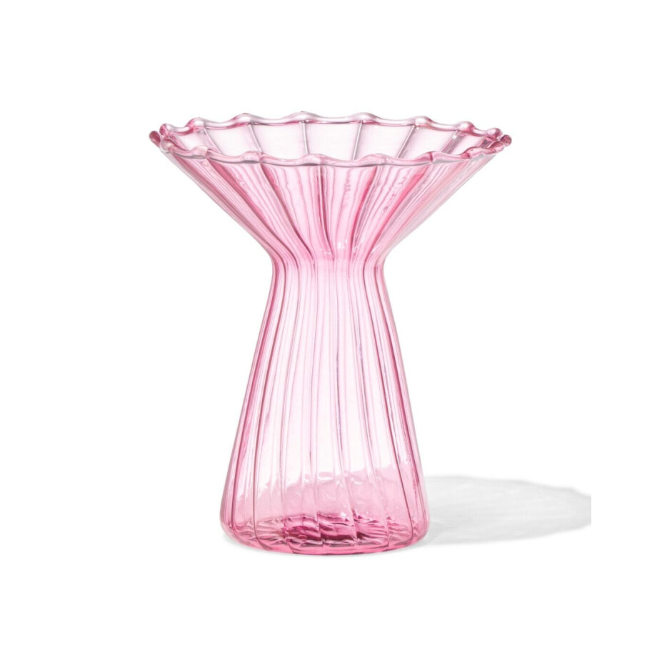 HEMA HEMA Vaas Voor Geurstokjes ⌀10x12cm Glas Met Kraag Roze (roze) afbeelding 1