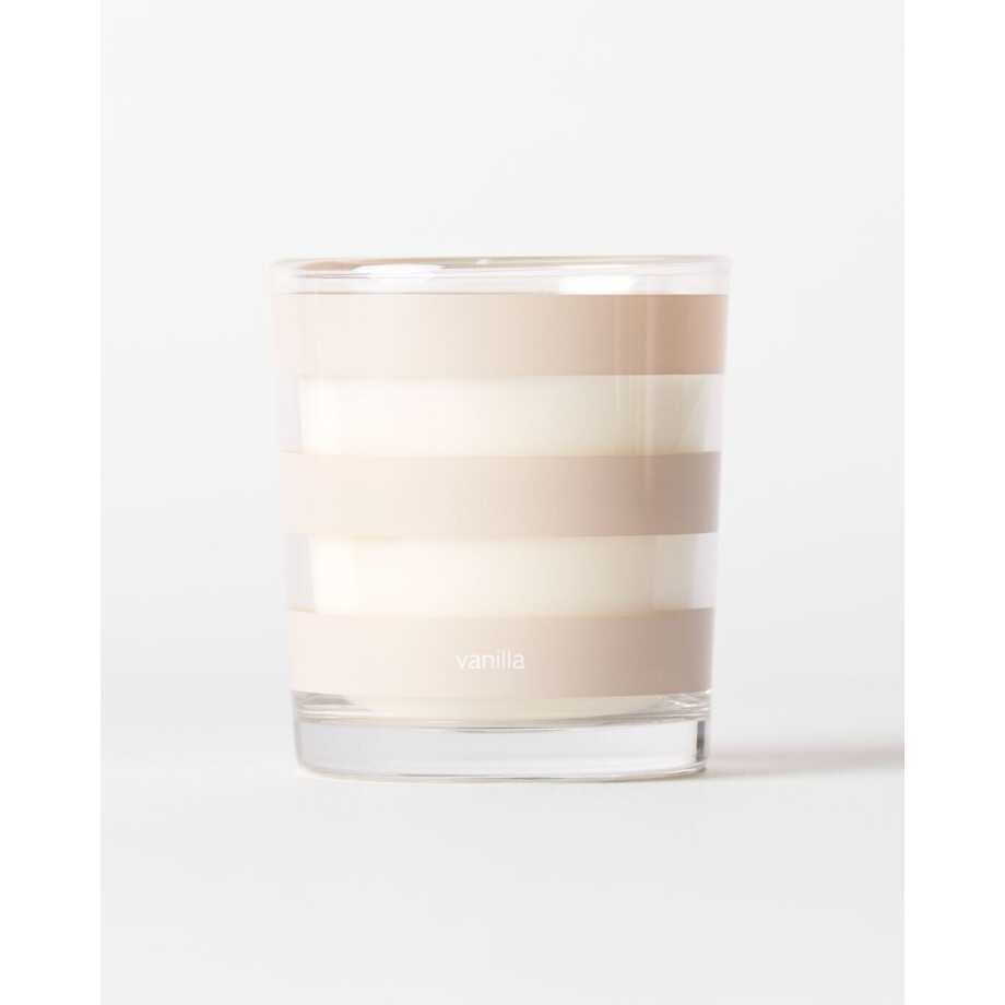 HEMA HEMA Geurkaars ⌀7x8cm Glas Strepen Vanille (naturel) HEMA HEMA Geurkaars ⌀7x8cm Glas Strepen Vanille (naturel) afbeelding 1